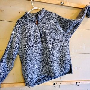Plus Size Quarter-Zip Faux Sherpa Pullover